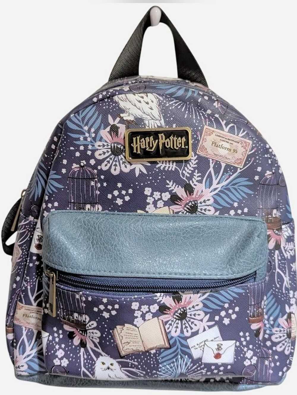 Bioworld Harry Potter Wizarding World Hedwig Owl Floral Toss Navy Mini Backpack